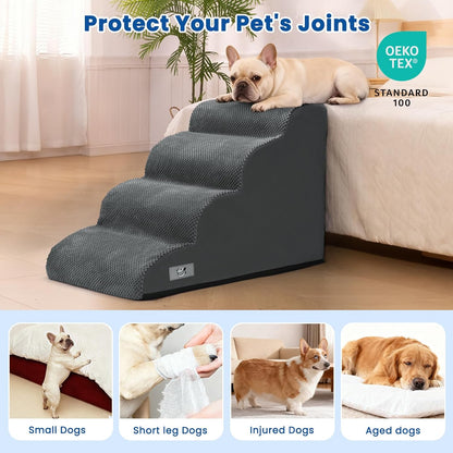 Airpanda Dog Stairs for Small Dogs and Cats – 3 Step Pet Ramp for Couch & Sofa, Non-Slip Dog Steps for Pets, Washable Cover, High-Density Support Foam for Easy Climbing,Beige