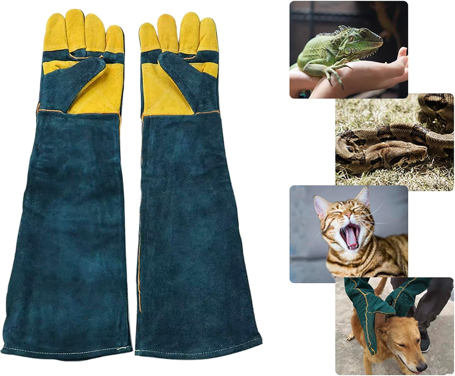 Animal Handling Gloves - 60CM Durable Bite & Scratch Resistant Gloves for Bathing, Grooming, Welding, Handling Dogs, Cats, Birds, Snakes, Parrots, Lizards, Reptiles