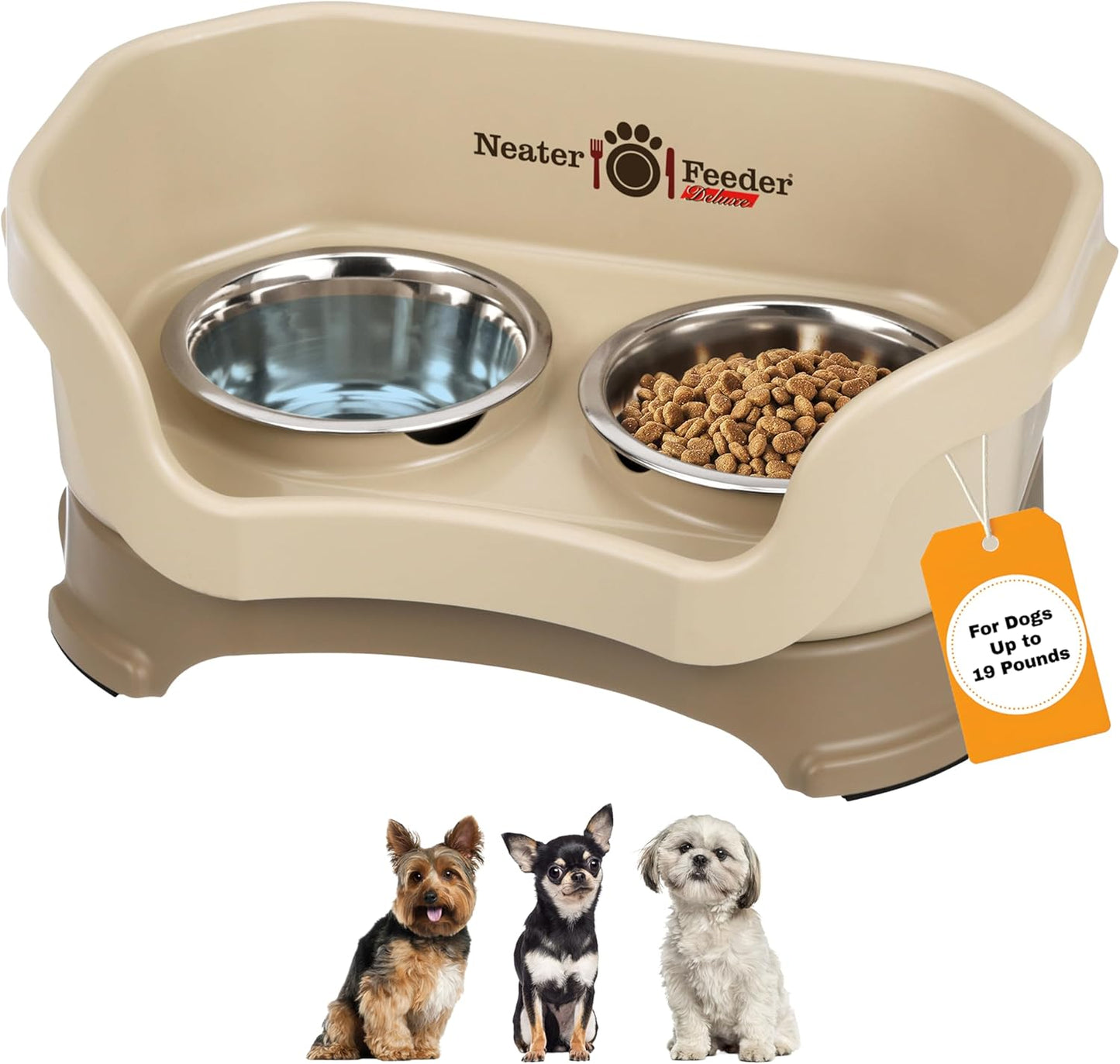 Neater Pet Brands Neater Feeder Deluxe Mess Proof Dog Bowls Elevated for Large Dogs Over 40 lbs, Made in USA, No Spill Raised Dog Food Bowl Stand Feeding Station, Food and Water Bowl Set, Black
