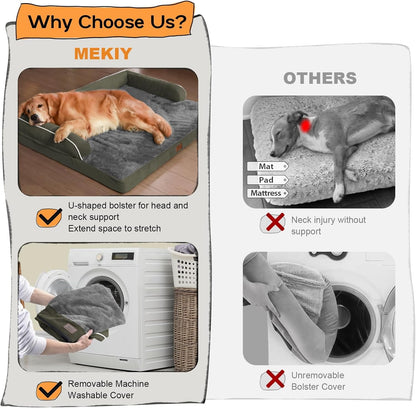 Large Dog Bed Orthopedic Washable - Beds Bolster - Medium XL XLarge Big Dogs - Memory Foam Couch Sofa - Waterproof with Removable Cover