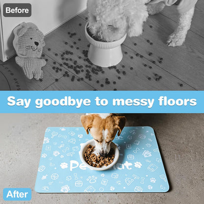 Pet Feeding Mat,Dog Cat Mat for Food and Water,Dog Bowl Waterproof Placemat with Rubber Backing,Absorbent Quick Dry Water Dispenser Mat for Pet（Dark Gray 12"×18"）