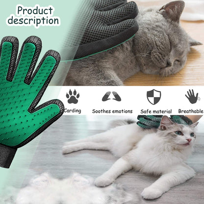 Pet Grooming Glove Hair Remover Brush Gentle Deshedding Efficient Pet Mitt Pet Massage Gloves Left & Right Hand Draw Dogs Cats Horses Long Short Fur (1Pair Left & Right Hand (Blue))