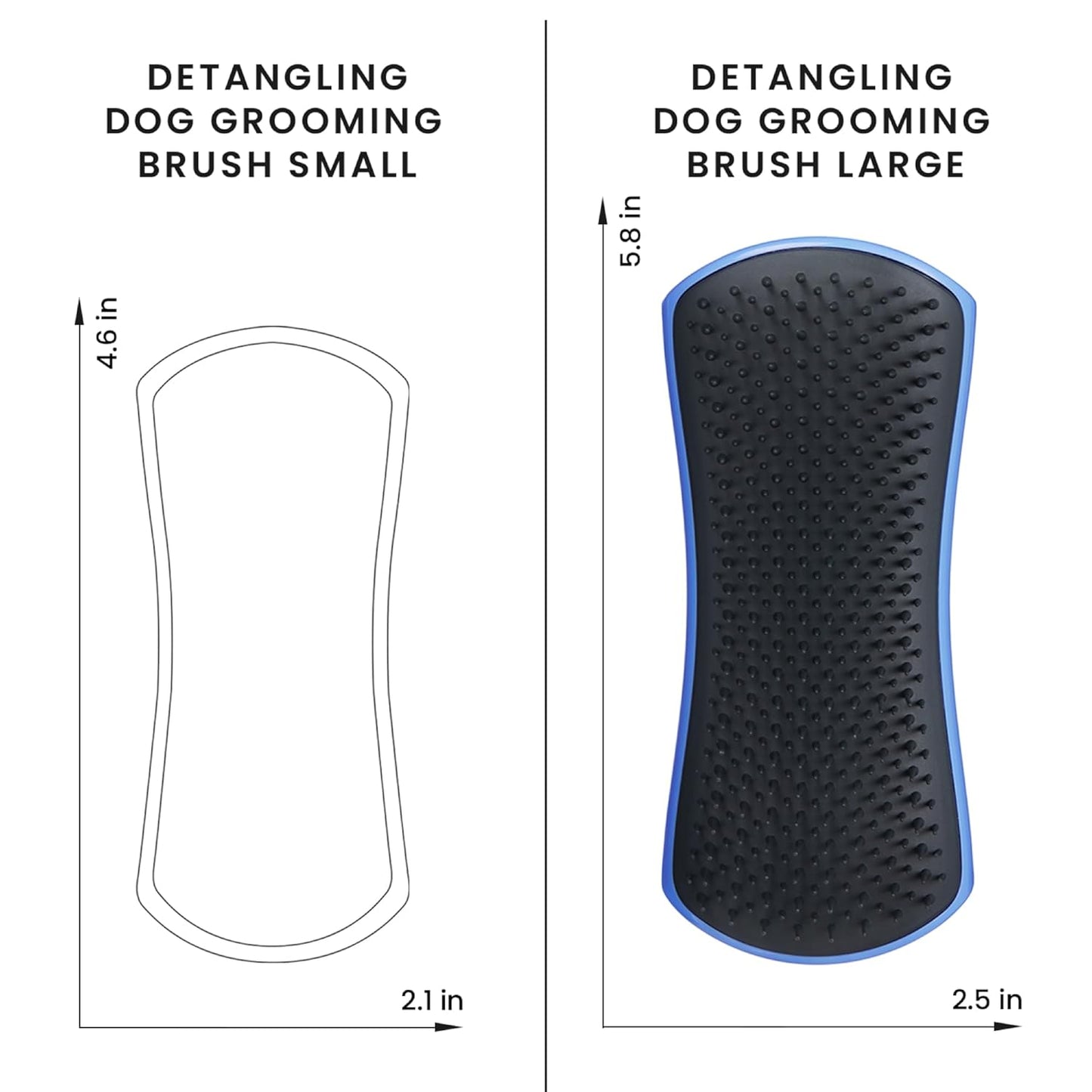 Pet Teezer Detangling Dog Grooming Brush, Dog Bath Brush for Long Haired Breeds and Wet or Dry Fur, Large, Navy & Orange