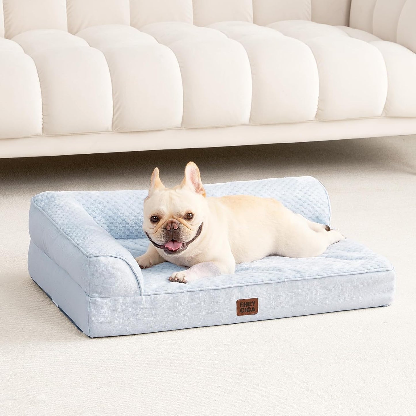 EHEYCIGA Orthopedic Dog Bed Medium Size Dogs, Memory Foam Dog Bed with Washable Removable Cover, Waterproof Pet Sofa Couch for Crate with Nonskid Bottom, 30x20x6, Grey