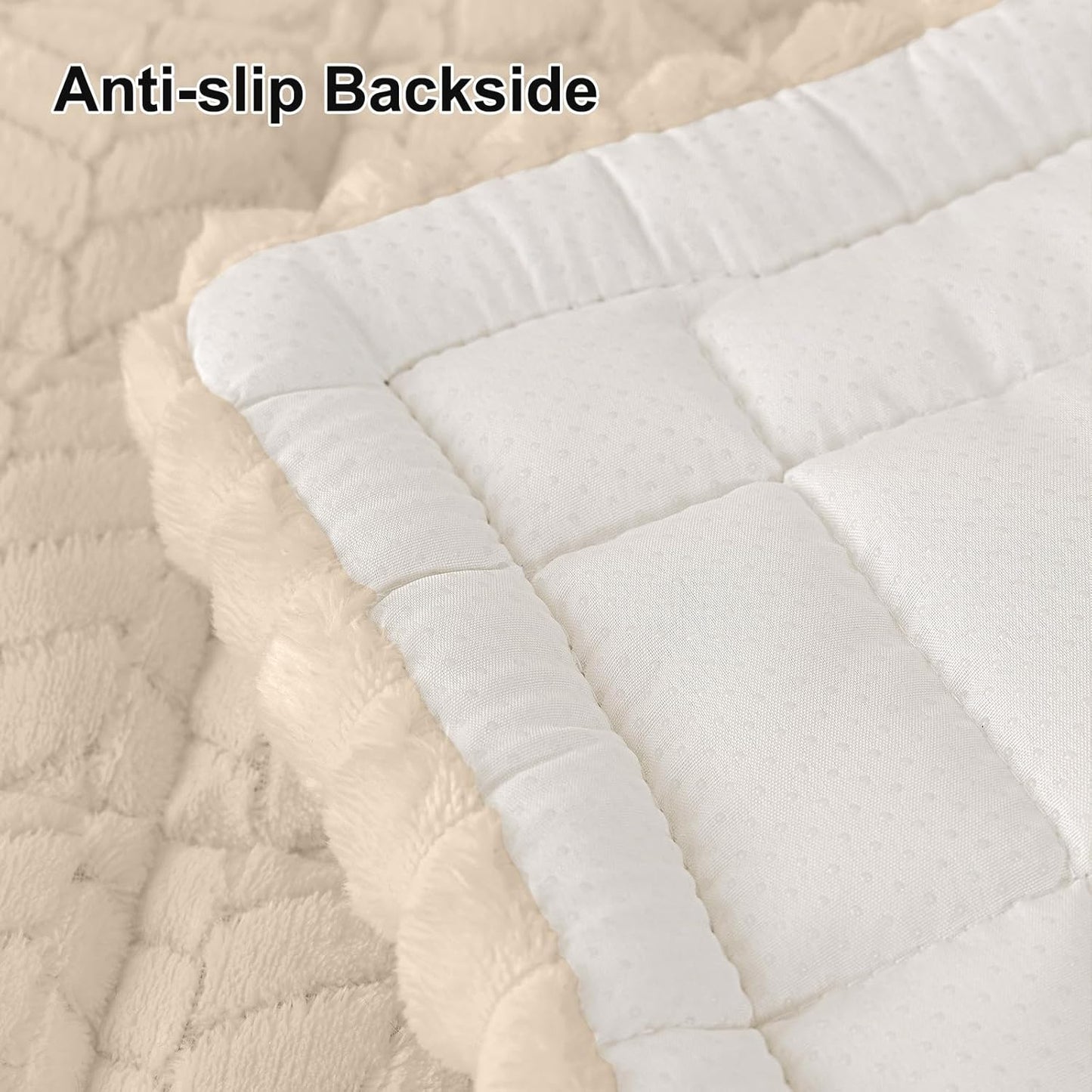 Smiry Non Slip Couch Covers for Dogs, Fuzzy Pet Couch Covers for 2-3 Cushion Sofa Pet Friendly, Soft Sofa Slipcovers Cushion Furniture Protector Washable (Beige, 27.6" x 59")