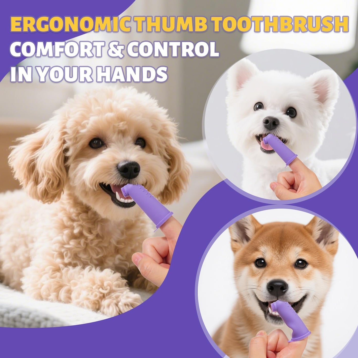 Vet Recommended Small Dog Teeth Brushing Kit - Soft Brush and Finger Brush removes 99% of Plaque, Natural Coconut Chicken-Flavored Toothpaste 2.5 oz. for Fresh Breath