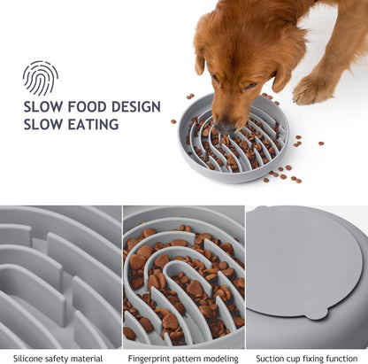 Coomazy Large Silicone Slow Feeder Dog Bowls, Interactive Puzzle Toy for Pets Food Training, Keeps Dogs Busy, Prevents Puppy Overeating (Dark Green, Large: 3.2Cup)