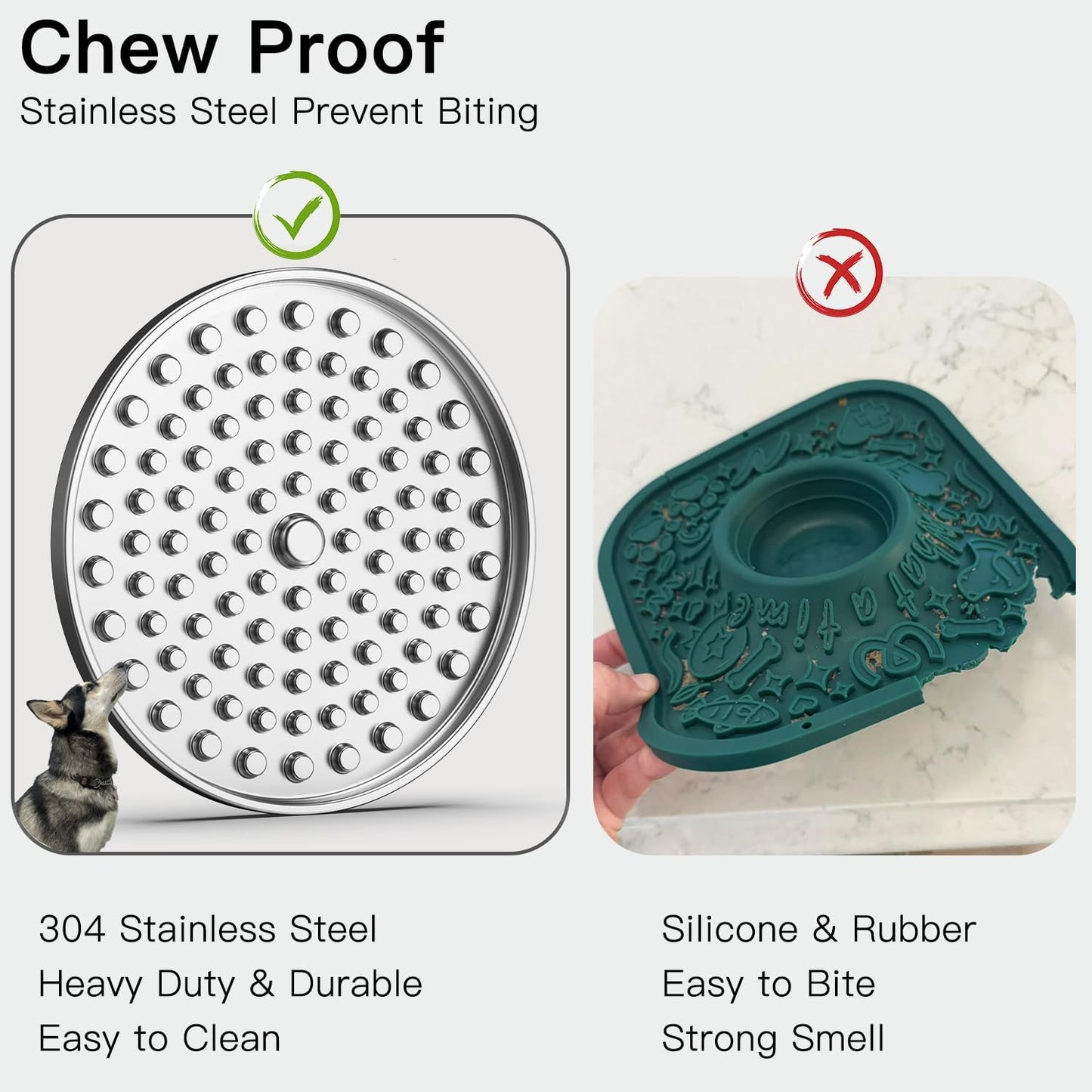 Double Wall Stainless Steel Lick Mat for Dogs & Cats - Chew Proof & Whisker Friendly, Non-Slip Base, for Calm Feeding & Anxiety Relief - Dishwasher Safe Slow Feeder Pad [1Pack]