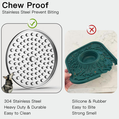 1Pack Stainless Steel Large Lick Mat for Dogs & Cats, Chew-Proof Slow Feeder, Anxiety Reducer, Whisker-Friendly for Cats, Non-Slip Heavy Duty Base, Raw Feeding Pad, Dishwasher Safe