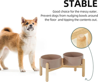 Havniva 8.3inch Ceramic Raised Dog Bowl with Stand, Elevated Dog Bowls for Large Breed Dog Food and Water Bowl Non-Slip Dog Dish Large Capacity Feeding Pet Water Bowl