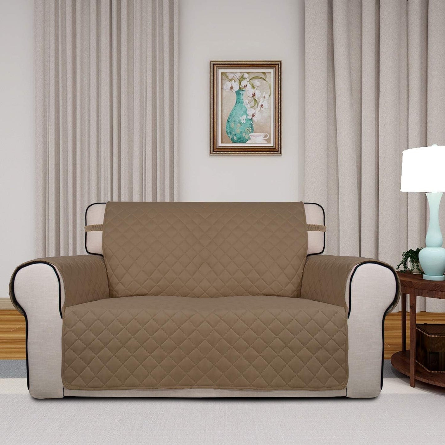 PureFit Reversible Quilted Sofa Cover, Water Resistant Slipcover Furniture Protector, Washable Couch Cover with Non Slip and Elastic Straps for Kids, Dogs, Pets (Sofa, Gray/Light Gray) - Colors B