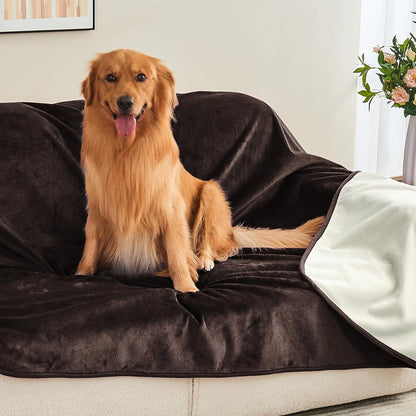 Waterproof Blanket 60"x80" for Adults, Reversible Waterproof Bed Cover for Dogs Cats Pets, Soft Leakproof Blanket for Bed Couch Sofa Furniture Protector, Dusty Pink/Off White