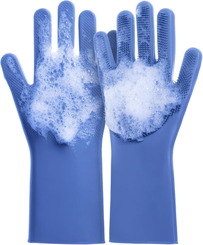 DELOMO Pet Grooming Gloves 1 Pair: Soft and Gentle Silicone Dog Washing Gloves - Bathing Scrubber Brush Mitt Grooming Shedding Fur Removal Massage for Dogs/Cats/Horse, Purple