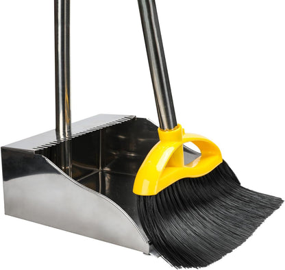Gloffer Soft Bristles Broom for Indoor Sweeping, Household Cleaning Angle Broom with 55inch Long Handle for Home Office Hardwood Tile Floors Kitchen