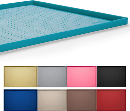 Hubulk Dog Feeding Mat,100% Waterproof Food Grade Silicone Pet Food and Water Bowl Placemat,Dishwasher, High Raised Edge to Prevent Spills,Nonslip Tray to Stop Messes on Floor (19"x12"x0.5", Grey)
