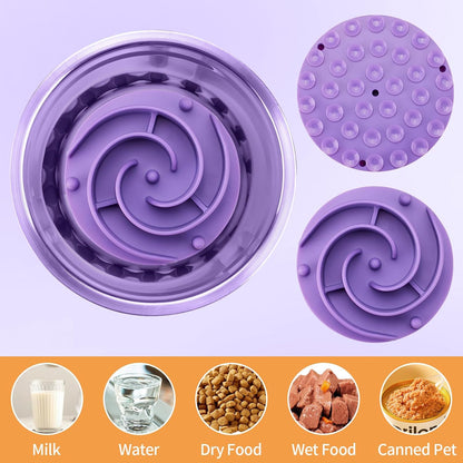 Slow Feeder Dog Bowls Insert, Bestalk Soft Silicone Slow Eating Feeder Insert with Suction Cups for Small, Medium and Large Dogs, Fit into Basic and Elevated Dog Bowls, Dark Blue