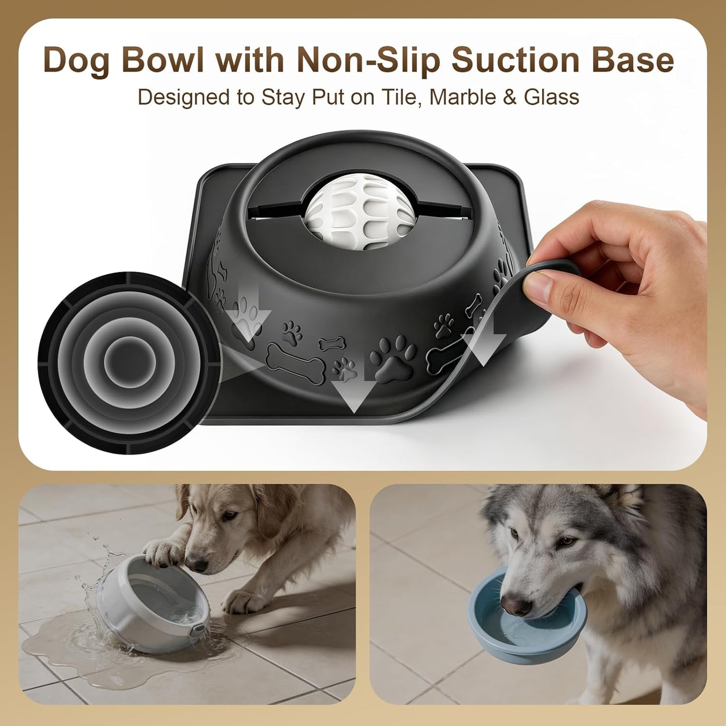 Slow Feeder Dog Bowl for Liquid Treats, Anti-Slip Lick Bowl, Bone Broth and Yogurt Puzzle Feeder, No Spill Pet Bowl Pup Lick Toy for Large Medium Small Dogs and Cats, Anxiety Relief, Blue