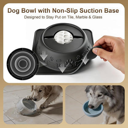 Slow Feeder Dog Bowl for Liquid Treats, Anti-Slip Lick Bowl, Bone Broth and Yogurt Puzzle Feeder, No Spill Pet Bowl Pup Lick Toy for Large Medium Small Dogs and Cats, Anxiety Relief, Blue