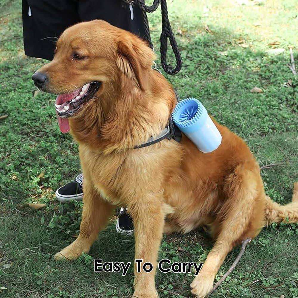 Dog Paw Cleaner, Portable Pet Paw Washer with Soft Silicone Brush, Foldable & Easy to Clean, Suitable for Medium & Large Dogs, Quick Cleaning for Outdoor Muddy Paws (Pink, Large)
