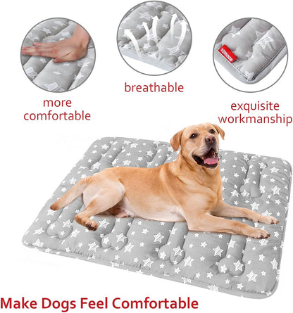 Dog Crate Bed Mat (36" X 23"), Soft Dog Bed Mat with Cute Stars, Personalized Crate Pad, Anti-Slip Bottom, Machine Washable Kennel Pad