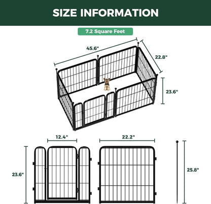 FXW Rollick Unleashed Dog Playpen for Indoor, Yard, RV Camping, 24 inch 8 Panels for Small and Puppy Dogs, Black│Patented