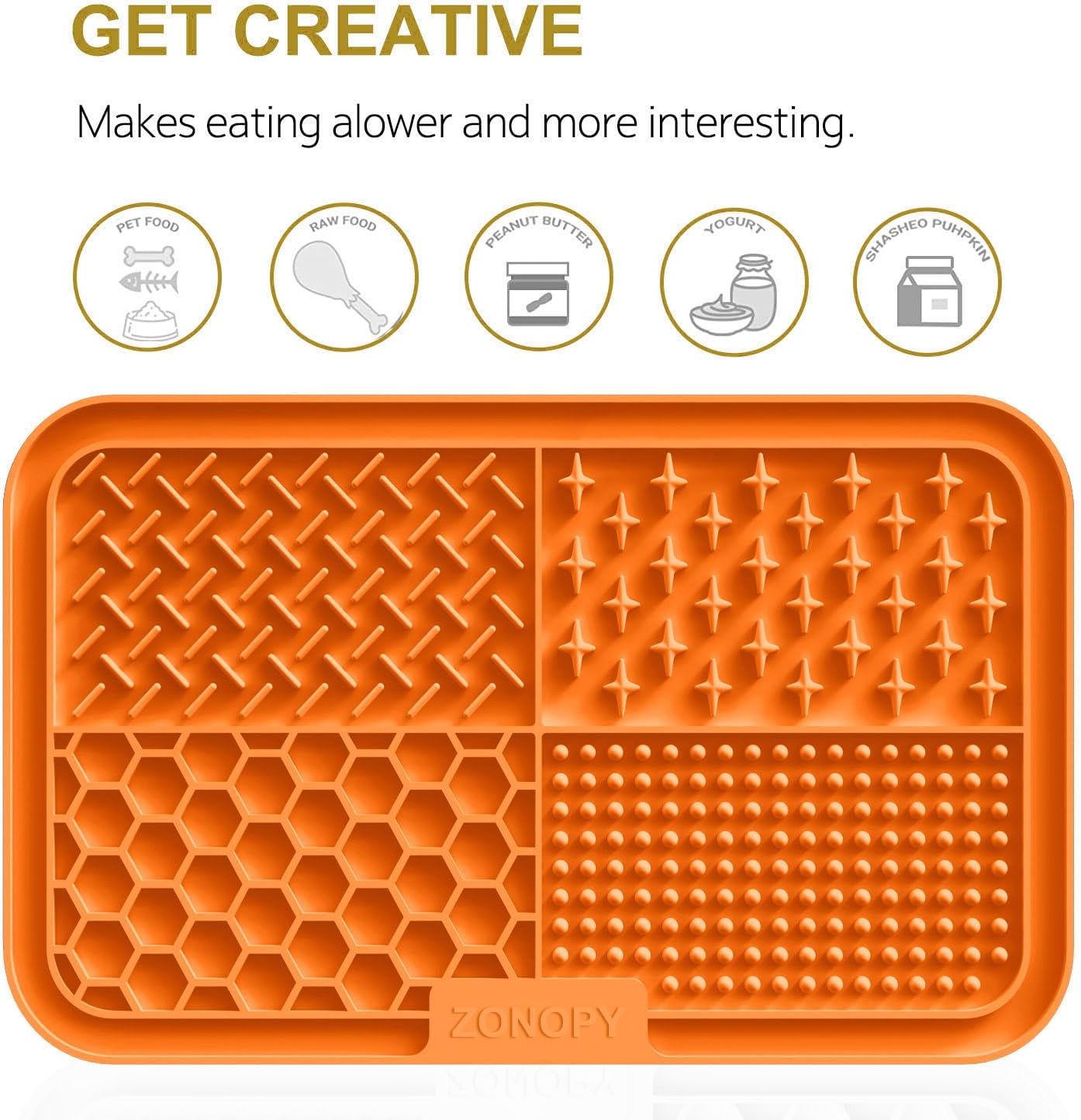 Licking Mat for Dogs & Cats with Suction Cups, 1 Pack Square Dog Slow Feeder Lick Pat for Anxiety Relief & Boredom, Dog Toys to Keep Them Busy, Pets Grooming Bathing Training Mat
