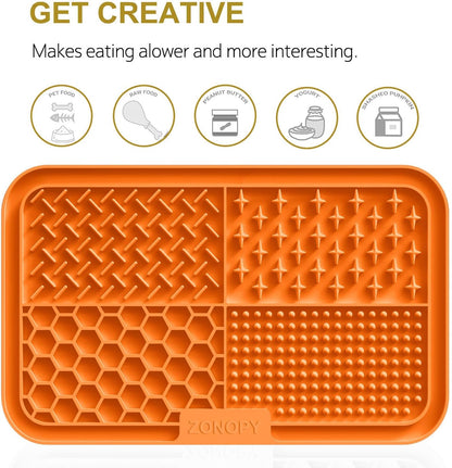 Licking Mat for Dogs & Cats with Suction Cups, 1 Pack Square Dog Slow Feeder Lick Pat for Anxiety Relief & Boredom, Dog Toys to Keep Them Busy, Pets Grooming Bathing Training Mat
