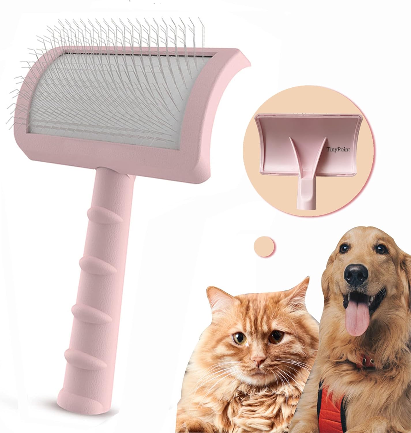 Large Slicker Brush for Dogs,Cats,Extra Long Pin Shedding Brush for Long Haired Dog,Cat, Pet Grooming for Thick Undercoat Curly Hair,25mm(1"),Green