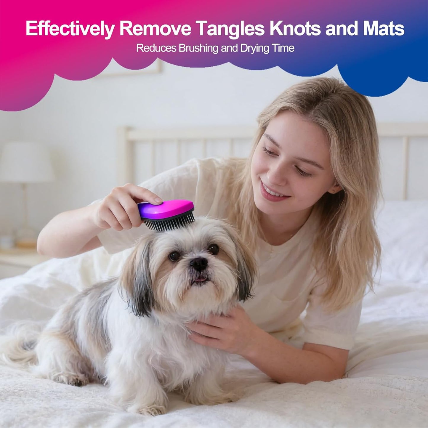Small Dog Brush- Grooming Tool for Teddy, Yorkies, Maltese, Shih Tzu, Chihuahua - Puppy Hair Brush (Blue)