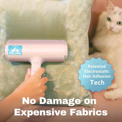 DELOMO Pet Hair Remover Roller: Reusable Lint Roller with Large Fur Bin - Portable Cat and Dog Hair Remover for Couch, Bedding, Car, Rugs & Furniture, Effective and Eco-Friendly, for Multi-Pet Homes