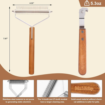 Extra Large 2-Sided Wooden Pet Comb for Dogs & Cats - Professional Deshedding & Dematting Tool, Undercoat Rake for Long & Short Hair, Natural Grooming Brush for Shedding Control
