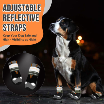 SlowTon Dog Shoes for Large Small Medium Dogs - Breathable Dog Boots for Summer Hot Pavement, Paw Protector for Outdoor Walking Winter Snow, Anti-Slip Rubber Dog Booties for Hardwood Floor (Green, 6)