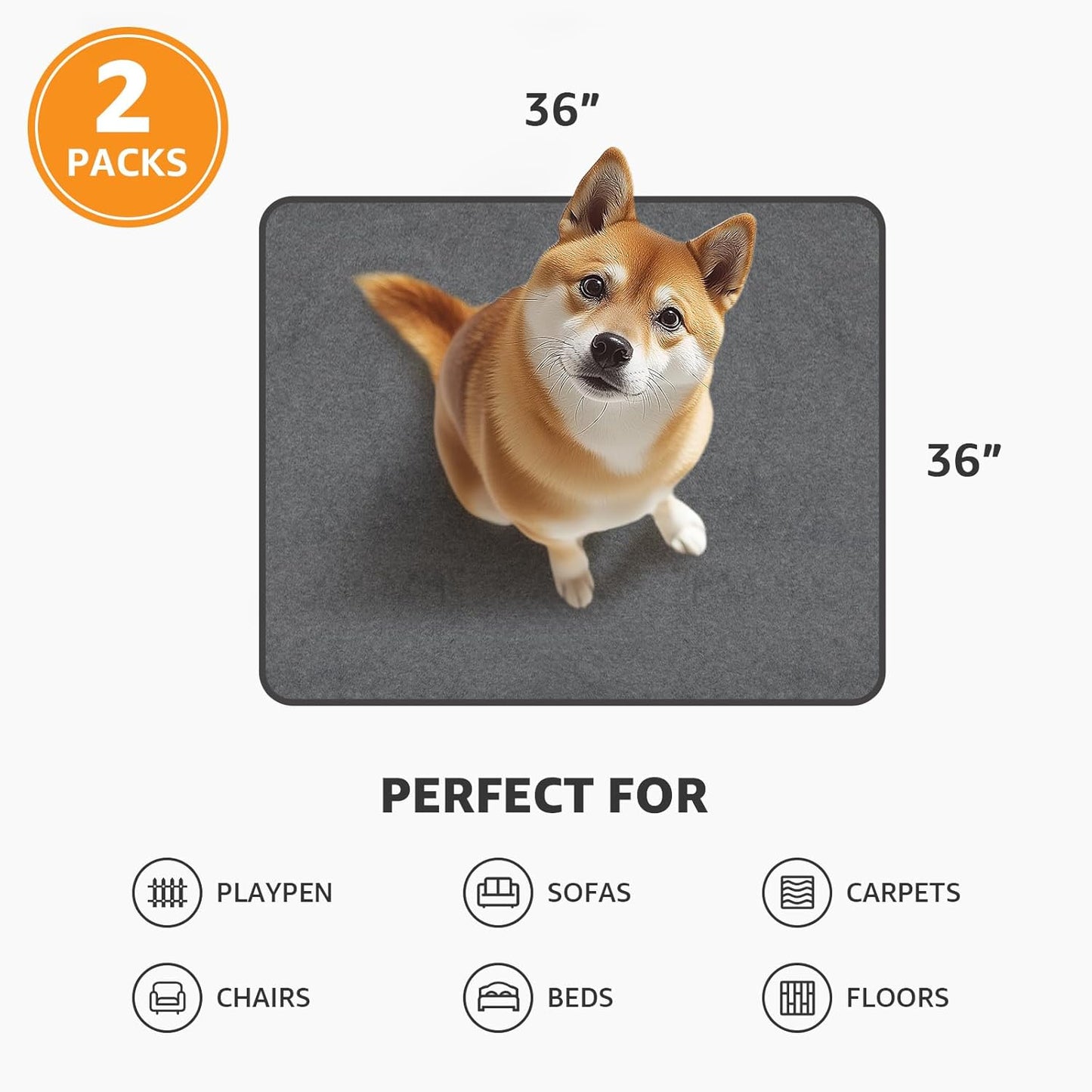 Dog Pee Pad Washable Extra Large, Instant Absorb Thicker Training Pads Non-Slip Pet Playpen Mat, Waterproof Reusable Floor Mat Ideal for Puppy Senior Dog Whelping Incontinence Housebreaking 65x48 Inch