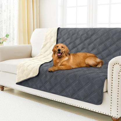 Smiry Waterproof Dog Bed Cover Blanket 30x70, Soft Reversible Pet Blanket, Washable Leakproof Cats Dogs Couch Cover for Sofa, Couch, Furniture, Grey/Dark Grey