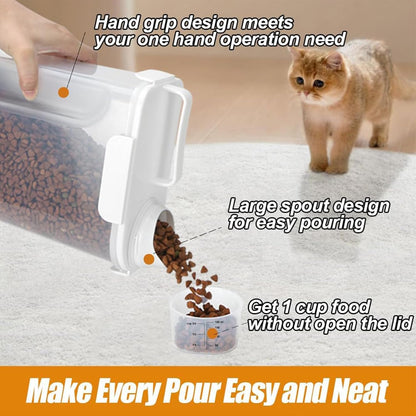 Dog Cat Food Storage Container, Pet Food Container Airtight with Large Spout & Cup, BPA-Free Plastic Food Dispenser for Pet Food, Bird Seed, Rice, Flour - Pink 2.5-5lb (1 pack)