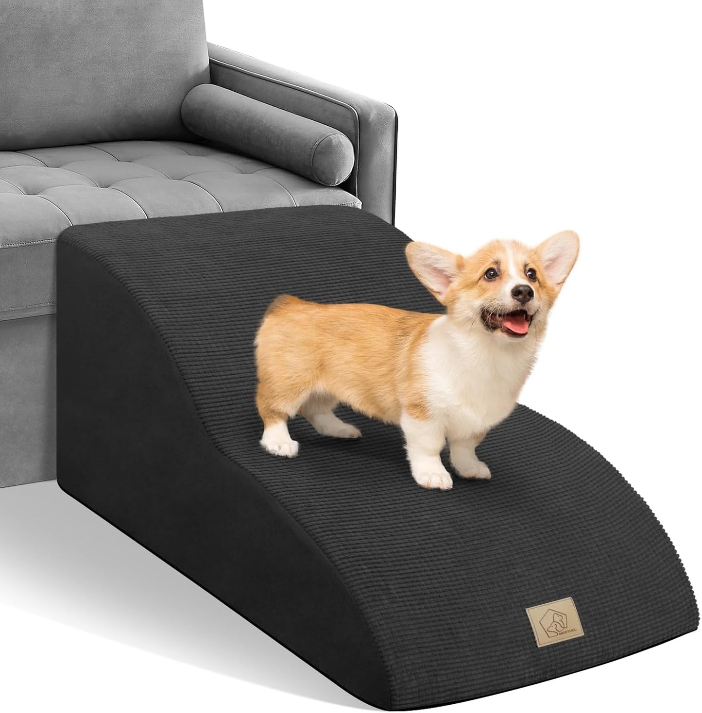 Mestuel 2-Tiers Extended Dog Stairs Steps for Couch Sofa, Dog Stairs for Small Dogs, Pet Stairs Ramp Ladder Friendly to Small Old Joint Injury Dogs Cats,Non-Slip & Washable,Blue