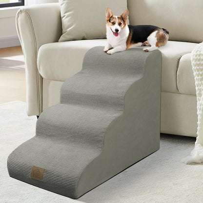 Mestuel 2-Tiers Extended Dog Stairs Steps for Couch Sofa, Dog Stairs for Small Dogs, Pet Stairs Ramp Ladder Friendly to Small Old Joint Injury Dogs Cats,Non-Slip & Washable,Blue