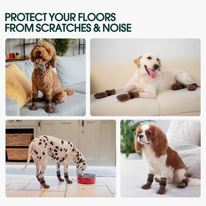 Kuoser Non Slip Dog Socks for Hardwood Floors, Dog Grippy Socks with Double-Sided Traction, Anti Slip Dogs Booties Paw Protectors to Prevent Licking Paws for Small Medium Large Senior Dogs, 4 Pack-M