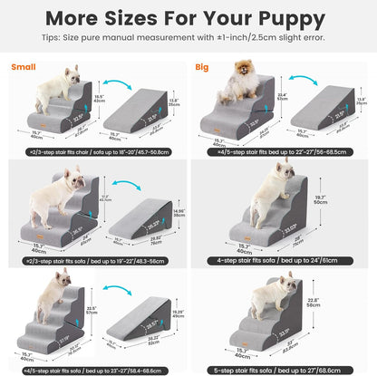 Gardner Pet 4-Step Dog Stairs for Small Dogs 18.5" H, Curved 4-Step Pet Stairs, Dog Steps for High Bed (18-20 in), Couch with Durable Non-Slip Waterproof Fabric Cover and CertiPUR-US Certified Foam