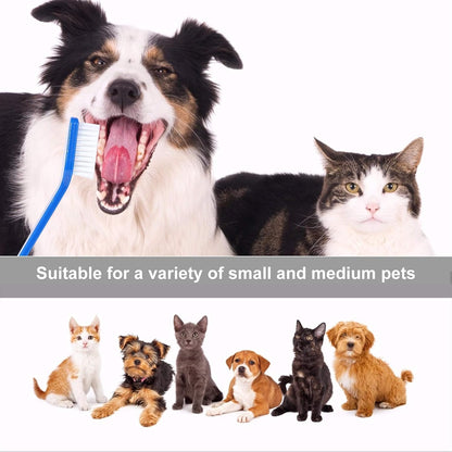 Newday 50 Pack Dual Ended Long Dog & Cat Toothbrush, Pet Safe Super Soft Bristles for Pet Dog Puppy Kitten Dental & Oral Care Teeth & Gums, Pet toothbrushes in Box, Bulk Individual polybag (Colorful)