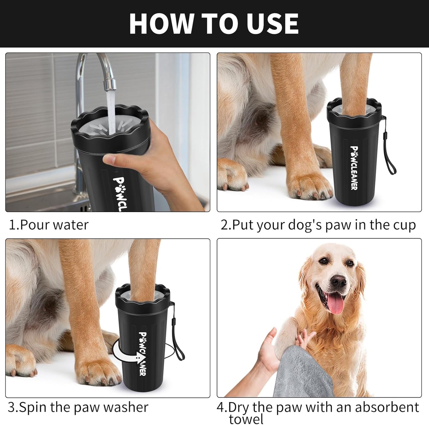 Professional 7 in 1 Dog Paw Cleaner for Dogs & Cats - Includes 1 Portable Paw Washer, 1 Bath Brush, 2 Dog Toothbrushes and 3 Absorbent Towels Note: Fits Paws up to 2 Inches Wide (Small, Blue)