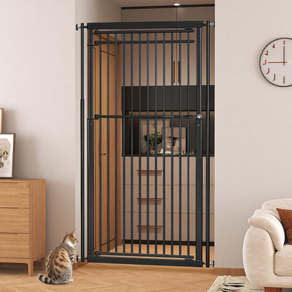 78.8" Extra Tall Cat Gate, 32.8-37.4" Wide Tall Dog Gate for Doorways/Hallways, NO Drilling Pressure Mounted Pet Gate for Stairs, Studio, Kitchen (White)