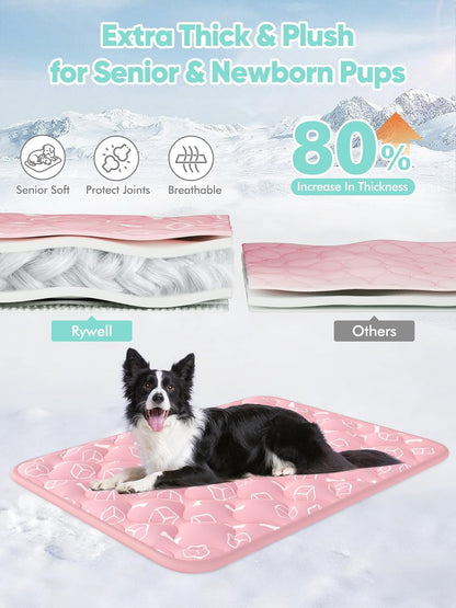 Rywell Dog Cooling Mat 2.0, Ocean Blue,44" x 32" Thick & Durable Cooling Mat for Extra Large Dogs, Long-Lasting Cool with Waterproof & Color-Changing Arc-Chill Tech (Q-Max>0.5) Washable& Non-Toxic