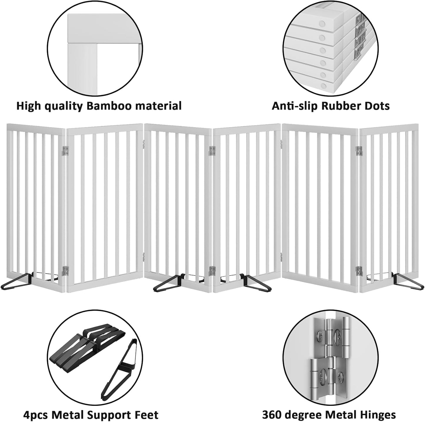 Dog Gate 32" Tall Foldable Dog Gate for Doorways Freestanding Pet Gate for Dogs Indoor (Walnut, 3 Panel)