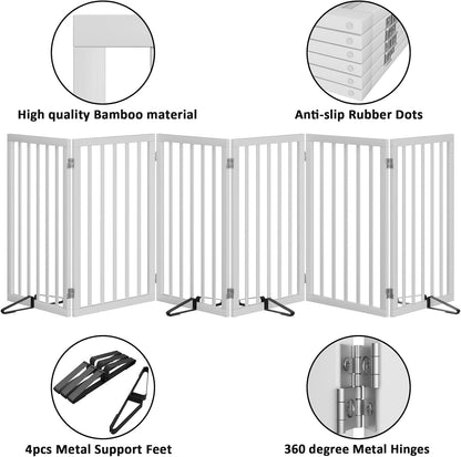 Dog Gate 32" Tall Foldable Dog Gate for Doorways Freestanding Pet Gate for Dogs Indoor (Walnut, 3 Panel)