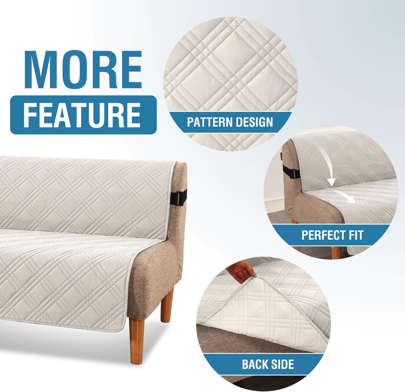 H.VERSAILTEX 100% Waterproof Slipcovers for Couches and Sofas Modern Pet Couch Cover Thick Soft Furniture Protector with Elastic Straps(Sofa, Lily Pad/Beige)