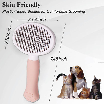 Pet Self Cleaning Slicker Brush-Shedding Slicker Brush for Dogs & Cats & Haired Small Pets, Suitable Short, Medium, and Long for Shedding & Haired Pets- Comfortable Grooming (pink)