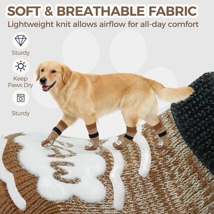 BINGPET Dog Socks to Prevent Licking Paws -Dog Shoes for Hot Pavement,Extra-Thick Grippy Dogs Sock for Hardwood Floors Anti-Slip,4Pcs All-Weather Boots Paw Protector for Small Medium Large Senior Dogs