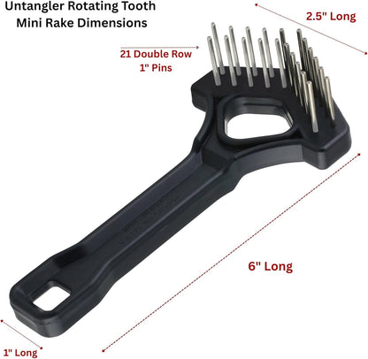 Mini-Rake V-Shaped with 1" Long Double-Row Rotating Teeth (AquaBlue)
