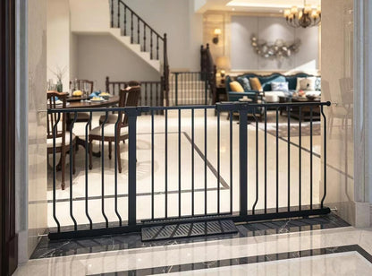 Extra Wide Baby Gate Tension Indoor Safety Gates Black Metal Large Pressure Mounted Pet Gate Walk Through Long Safety Dog Gate for The House Doorways Stairs (62.2"-66.93"/158-170CM, Black)
